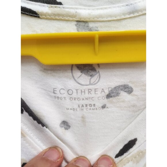 Eco Threads Womens Top Large White Animal Print Organic Cotton Short Sleeve Tee - Picture 3 of 7